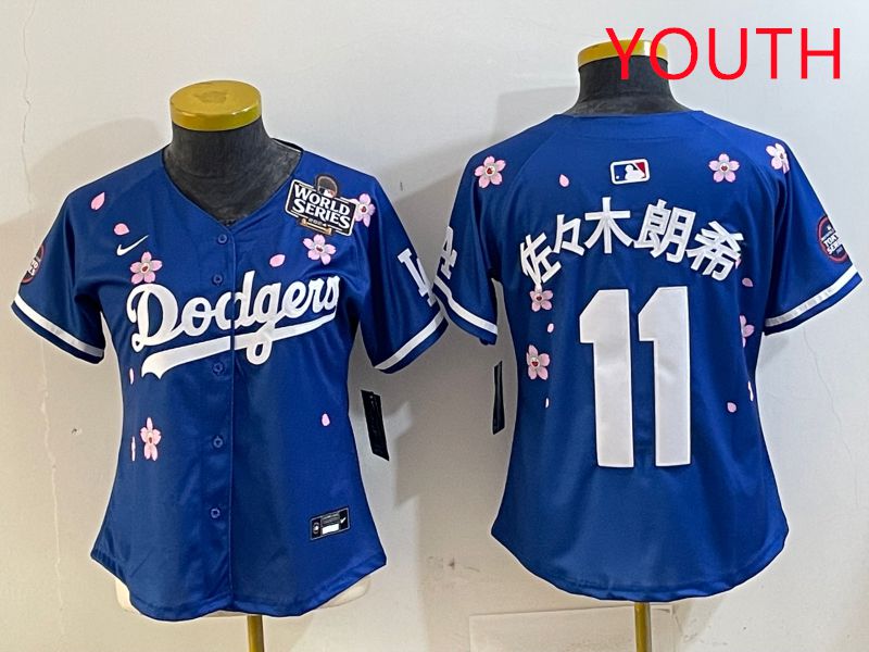 Youth Los Angeles Dodgers 11 R.Sasaki Blue Sakura Edition 2025 Nike MLB Jersey style 6